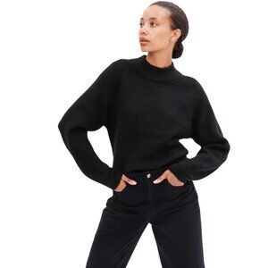 Gap Forevercozy Ribbed Sweater Crew Neck Long Sleeve True Black Size Medium NEW